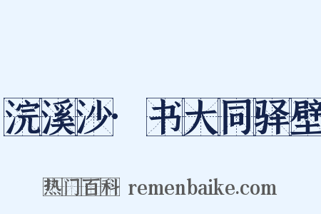 浣溪沙·书大同驿壁是什么意思的图片